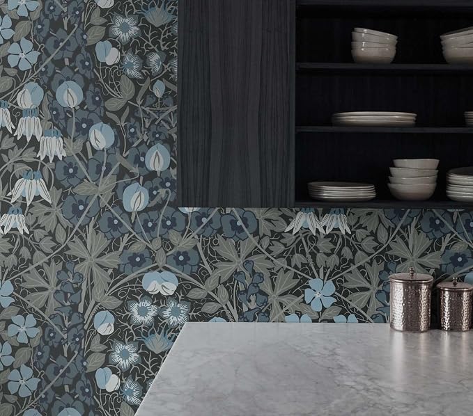 NextWall Tulip Garden Floral Peel and Stick Wallpaper (Bluestone)