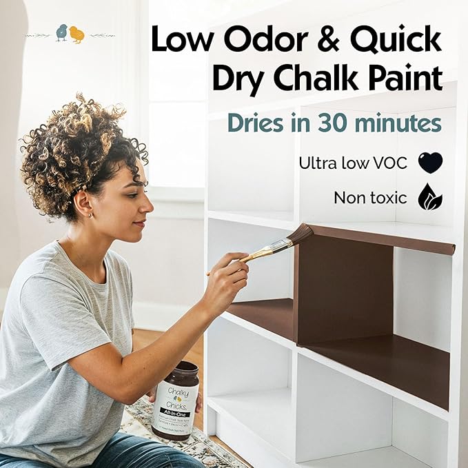 Chalky Chicks 8 Fl Oz Matte Alaskan Brown Bear (Brown) Chalk Paint for Furniture Without Sanding - No Prep Furniture Paint No Sanding All in One for Crafts, Walls, Cabinet, Metal, Dresser, Farmhouse
