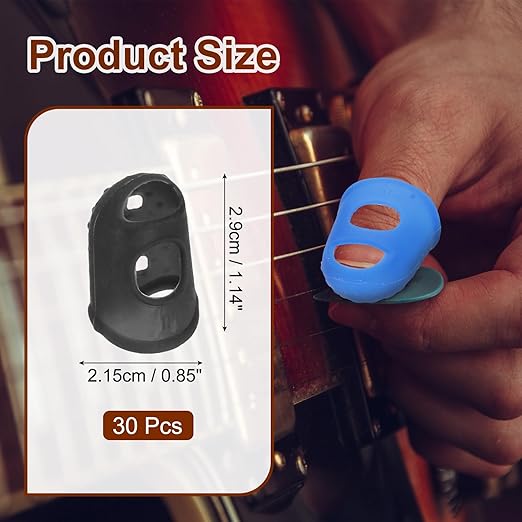 PATIKIL Finger Tip Covers Cots, Black Silicone Finger Protectors Gloves Breathable Reusable Fingertip Caps with Air Holes for Dry Skin Finger Cracking, L, 30 Pcs