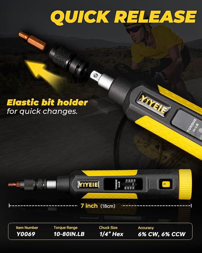 24Pcs Torque Screwdriver, 10-80 In-lb, with S2 Steel Bits, Sockets & Case | Inch Pound Torque Wrench Screwdriver Set for Maintenance -1/4" Drive Fat Wrench Screwdriver for Bike Repairing, Mounting