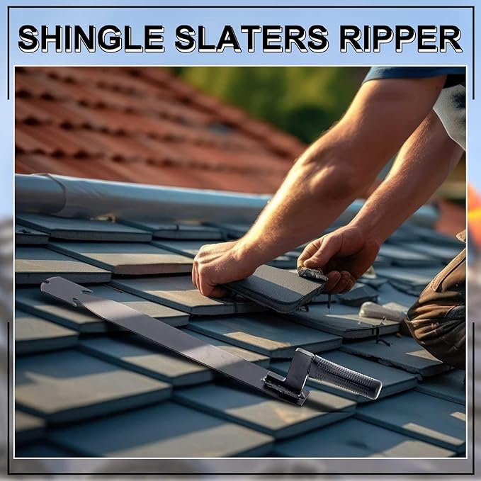 Shingle Slaters Ripper, Steel Roof Ripper Shingle Remover Slate Puller Rip Slate Slating Nail Remover for Slaters Roofers Roofing(Black,18 Inch)