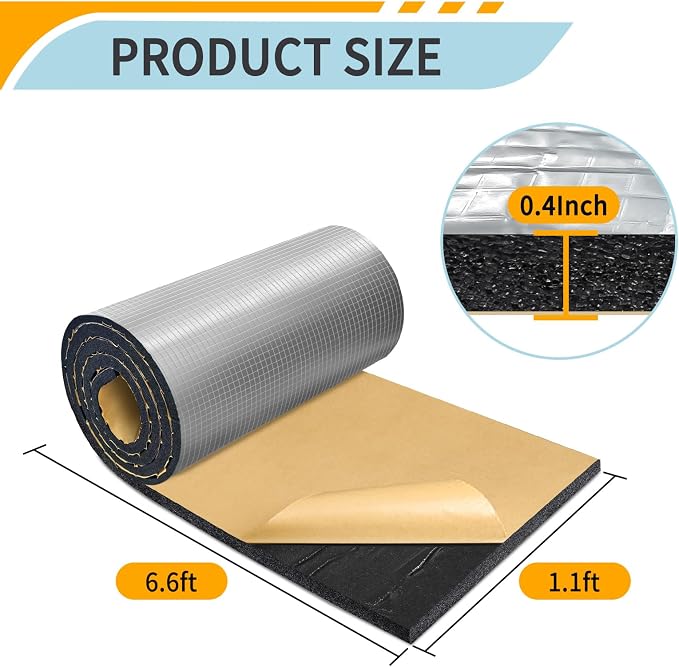 BXI Insulation Foam Roll - 13 x 78 x 0.4 Inch Self-Adhesive Thermal Board, Reflective Aluminum Foil Heat Shield, Waterproof Radiant Barrier Panel for Garage Door, HVAC Pipe, RV Window, Basement Duct