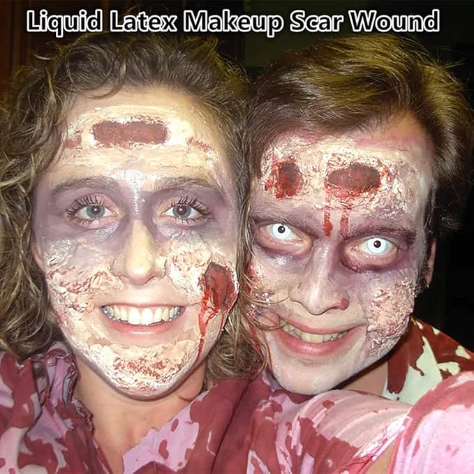 Go Ho Liquid Latex SFX Makeup(1 oz),Halloween Monster Zombie Makeup,Quick Drying Multi-Purpose Liquid White Face Paint for Scar Cut Wound Peeling Skin Wrinkles Stipples Burns Blisters,Clear White