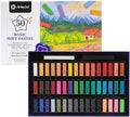 Artecho 50pcs Soft Pastels, 48 Colors Including 4 Fluorescent Colors, Extra Free Black & White, Square Chalk for Drawing, Blending, Layering, Shading, Pastels Art Supplies