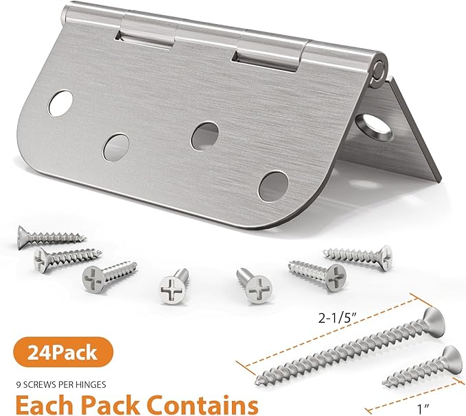 24 Pack Brushed Nickel Door Hinges, 4 Inch Heavy Duty Hinges with 5/8" Radius & Square Corners, Satin Finish, Removable Pin, Quiet for Interior & Exterior Doors