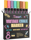 Timart Vintage 8 Pack Liquid Chalk Markers, Bold Wet & Dry Erase Marker Pens for Chalkboards Signs, Blackboards, Windows, Glass- 6mm Reversible Tip, with Chalkboard Labels