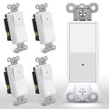 CML 3-Way Illuminated Light Switch, Decorator Rocker Wall Switch with LED Guide Night Light, 15A 120V Paddle Interrupter with Automatic On/Off Sensor, ETL Listed, White, 5 Pack