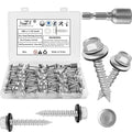 Metal Roofing Screws #10 × 1-1/2 Inch, 60-PCS, Hex Head Rustpert Coating Sheet Metal to Wood Siding Screw with EPDM Rubber Washer, Sharp Point, Hex Socket Included