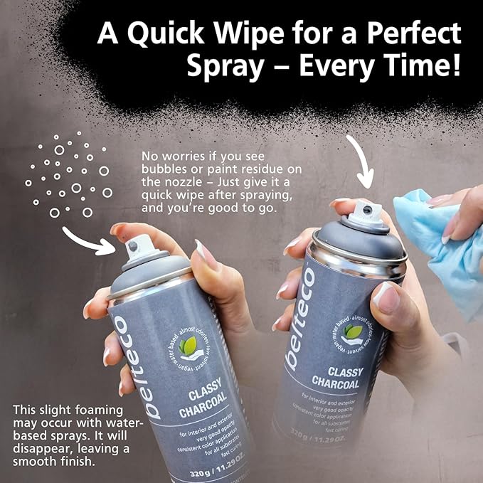 Midnight Black Matte Spray Paint - 6 pack | Water based & Odorless | Eco-Friendly & Vegan | Weather & UV-Resistant | For all Substrates | Fast Drying with High Coverage