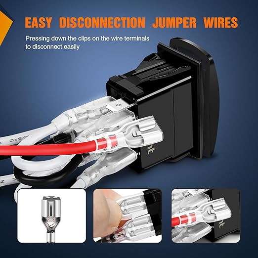Nilight Waterproof Rocker Switch Toggle ON Off ON Switches DPDT 7Pin 12V 24V Jumper Wires Winch Pump Switch for Cars Trucks Caravans Boats RV SUV ATV UTV