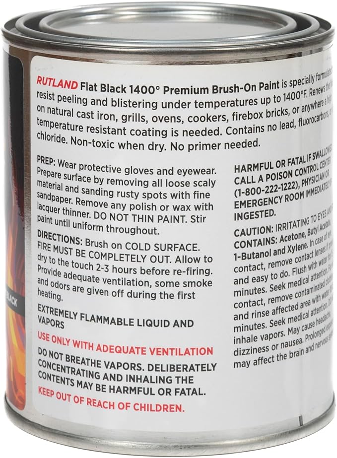 Rutland - 81V Premium 1400 Degree F Hi-Temp Brush-On Paint, 16 fl oz, Black