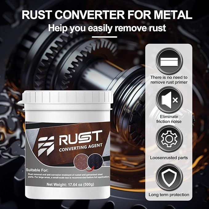 Rust Converter for Metal 500g, Prevent Rusting and Corrosion Rust Inhibitor for Metal with Brush, Maximum Rust Protection, Suitable for Automobiles, Metals, and Cast Iron