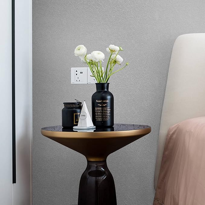 Silver Grey Wallpaper Peel and Stick Embossed Self Adhesive Contact Paper | 15.7" X 118" Removable Home Decoration Silk Vinyl Wrap Cabinet Countertops Furniture Renter Friendly Shelf Paper