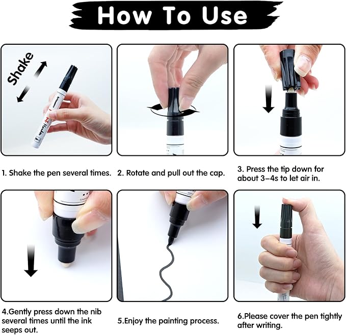 Artsunlvy Permanent Paint Pens Paint Markers - 2 Pack Black & White Oil Based Quick Dry Waterproof Markers For Tire, Rubber,Wood, Rocks, Metal, Canvas