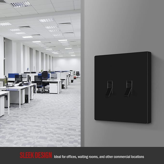 ENERLITES Screwless Double Toggle Switch Wall Plate, Child Safe Dual Light Switch Cover, Standard Size 2-Gang 4.68" x 4.73", Unbreakable Polycarbonate Thermoplastic, UL Listed, SI8812-BK, Glossy Black