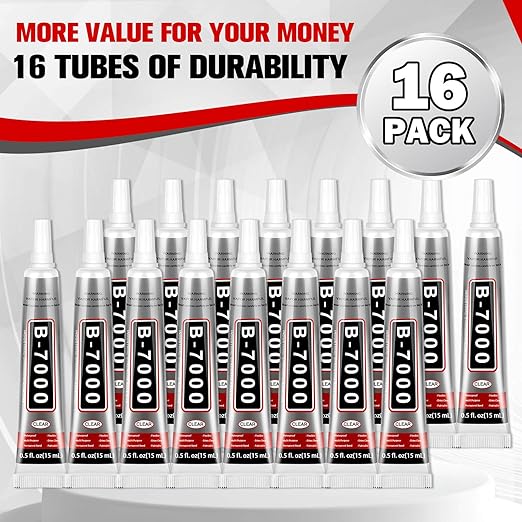 B7000 Glue 15ml/0.5 fl oz 16-Pack - High Strength, Flexible, Waterproof Adhesive for Jewelry, Electronics, Crafts and More