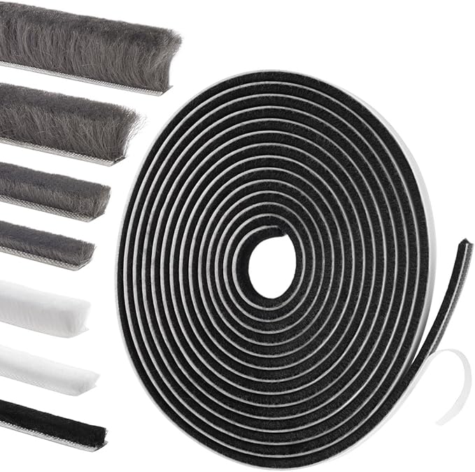 Self-Adhesive Weather Stripping Seal for Doors & Windows – Soundproof Insulation Gap Filler for Sliding, Exterior, Front, and Jamb Frames – 0.2" x 0.35" x 33 ft, Black