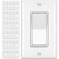 BESTTEN 30 Pack 3-Way Decorator Wall Light Switch with Wallplate, 15A 120V/277V, Single Pole or Three Way, On/Off Rocker Paddle Wall Switch, 3 Wire, Residential and Commercial Grade, UL Listed, White