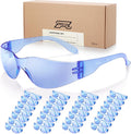 28 Pack Safety Glasses BLUE Tinted (Bulk Pack of 24+4) Unisex Anti-Scratch Protective Goggles Impact Resistant Lens Eyewear with ANSI Z87.1 Certified for Construction, Shooting and Laboratory