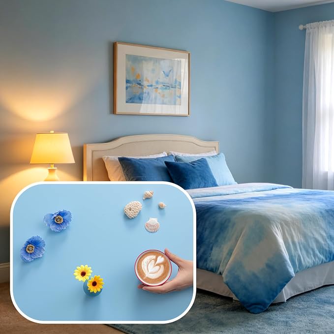 FUKU MON Light Blue Matte Contact Paper, Self-Adhesive Peel and Stick Wallpaper for Cabinets & Drawers, Removable Textured Wall Covering for DIY Room Decor (Baby Blue, 24" x 394")
