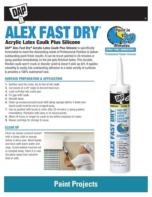 DAP Acrylic Latex Caulk with Silicone, White | Alex Plus | 10.1oz | Pack of 2