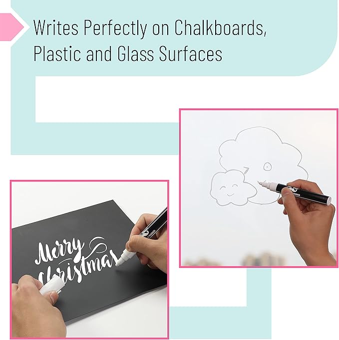 Erasable White Chalk Markers, 8 Pack, Reversible Tip by Mr. Pen
