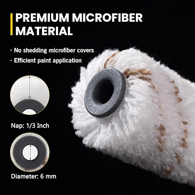 Mister Rui Microfiber Paint Roller Covers, 20 Pack 4 Inch Microfiber Roller Covers with Roller Frame, Mini Rollers for Painting, Small Roller Cover Use with All Paints and Stains