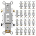 AIDA 4 Way, 15 Amp Toggle Light Switch, Grounding Screw, Residential Grade Electrical Wall Switch, UL Listed (White, 20 Pack)