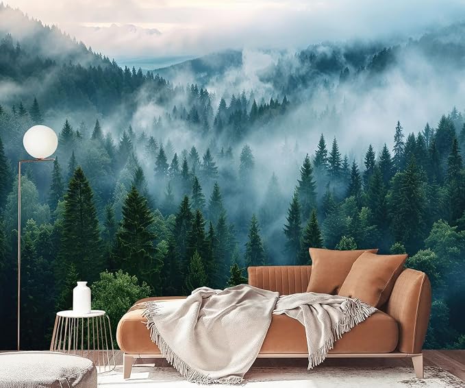 YQWDMX - Misty Forest Wallpaper self-Adhesive wall murals for Bedroom ZY19 L