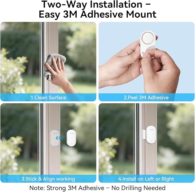 TECKNET Door Window Alarm, Personal Safety Two-Way Door and Window Alarm System, Door Alarms for Kids Safety, 2-in-1 Alarm & Chime, 3-Level Volume Control, Door Alarm for Home Security(6 Pack)