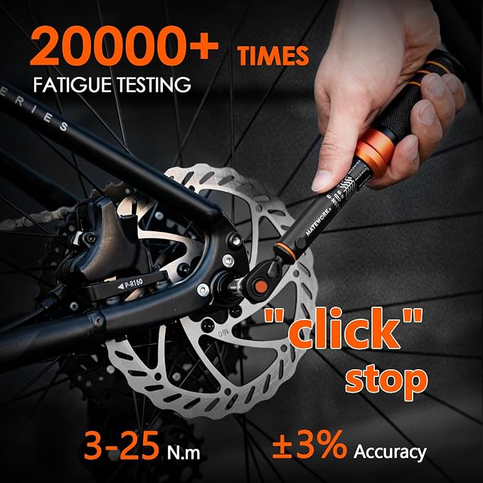 1/4 Torque Wrench, 3-25 Nm/26.6-221.3 in.lb, Mini 1/4" Drive Click Bike Torque Wrench Inch Pounds with 72-Tooth Dual-Direction, Small Bike Tool for Bicycle, MTB Maintenance, ±3% High Precision