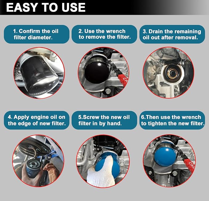 Extra Large Swivel Oil Filter Wrench, Oil Filter Removal Tool | Universal Filter Wrench 4-3/4" - 5-1/4", Stainless Steel, Double Layer Riveted Structure, Swivel 180°, Non-slip Handle