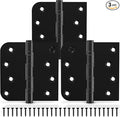 KOLET Ball Bearing Door Hinges, 4 x 4 Inches Door Hinges, Square and 5/8'' Radius Corner, Heavy Duty Stainless Steel Hinges, Smooth and Quiet, Non Removable Pin, Matte Black, 3 Pack
