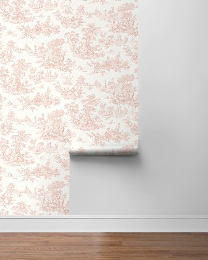 NextWall Chateau Toile Peel and Stick Wallpaper (Blush)