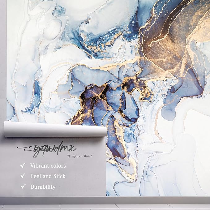 YQWDMX - Gray and Gold Marble Peel and Stick Wallpaper Abstract Mural for Bedroom ZY05 M