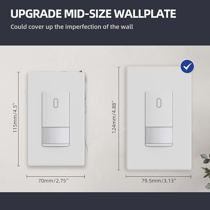 ELEGRP 1-Gang Screwless Decorative Wall Plates, Mid-Size Unbreakable Thermoplastic Faceplate Cover for Decorator Receptacle Outlet Switch, UL Listed (20 Pack, Matte White)