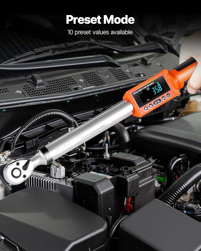 VEVOR Digital Torque Wrench 3/8 1/2 Inch Drive, 0-44.25FT.LB(0-60Nm)/0-162.26FT.LB(0-220Nm) ±2% Accuracy, Electronic Torque Wrench with Preset Mode,Vibration,Buzzer,LED Notification,5Units of Measure | 2.2-44.25Ft.Lb(3-60Nm)/8.1-162.26Ft.Lb(0-220Nm) , ...