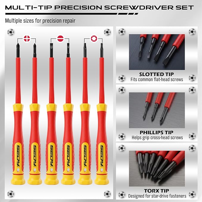 14-Piece Precision Screwdriver Set, Repair Tool Kit with Phillips, Torx and Slotted Screwdrivers, Voltage Test Screwdriver for Electronics, Eyeglasses, Watches, Small Repairs, DIY Use and Tool Set
