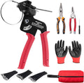 Metal Zip Ties Gun Tool Set,Upgraded Stainless Steel Cable Tie Gun with 200pcs Uv Resistant Black Heavy Steel Cable Tie Heavy Duty Outdoor for Fastening & Cutting, Chain Link Fence, Exhaust Pipe