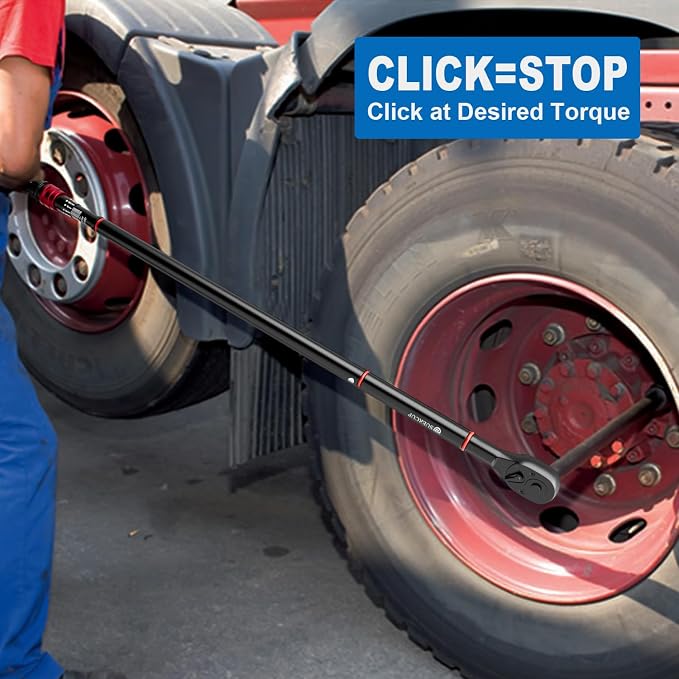 3/4-inch Drive Click Torque Wrench, 100-850ft.lb/135.5-1151.8Nm | ±3% Accuracy, Heavy Duty Torque Wrench, Professional, Dual Direction Adjustable, 48-Tooth, for Truck & Tractor Maintenance