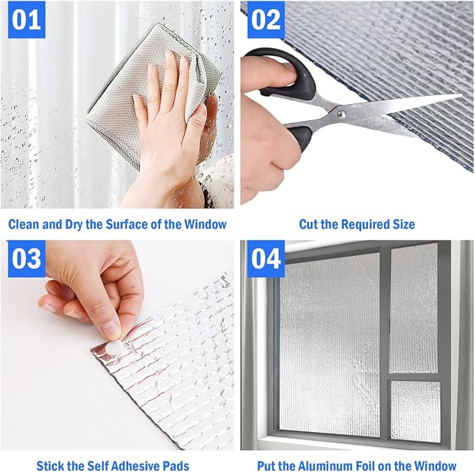 YoleShy Double Reflective Insulation 24 in X 25 FT RV Window Insulation for Summer Heat Reflective Window Film for Roof, Car, Garage Doors