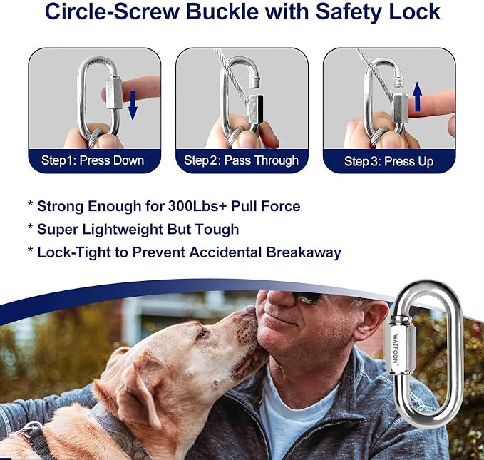 Tie Out Cable for Dogs Up to 300lbs,50ft Extra Strong 1000lbs Break Strength Tie-Out Tether Trolley Training Lead,Dog Run Cable for Yard Garden Park Camping Outside (300lbs 50ft, Blue)
