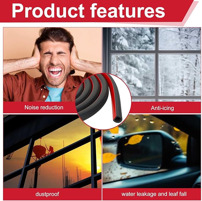 Pangda 18Ft D Shape Rubber Weather Stripping Foam Self-Adhesive EPDM Seal Strip for Noise Reduction Waterproof Dustproof for Cars Boats RVs Windows Doors (0.59" W x 0.55" H)