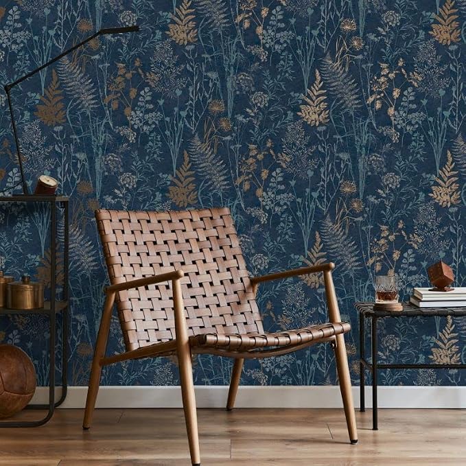 Superfresco Easy Organics Navy and Copper Wallpaper