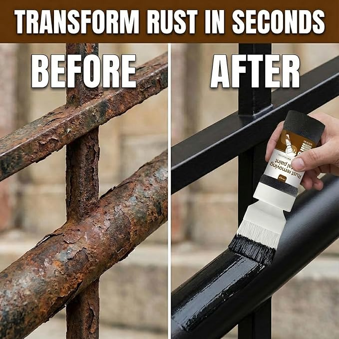 Black 2-in-1 Rust Converter & Touch Up Paint, 6.35 Fl oz, Rust Inhibitor & Anti-Rust Coating for Metal, Automotive, Chassis, UV Resistant
