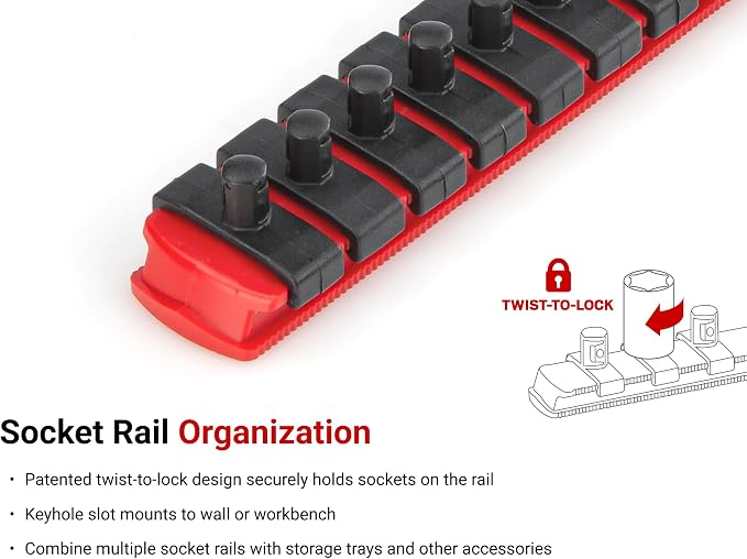 TEKTON 1/4 Inch Drive 12-Point Socket Set, 14-Piece | SHD90112 | (4 - 15 mm), Shallow, Socket Rail