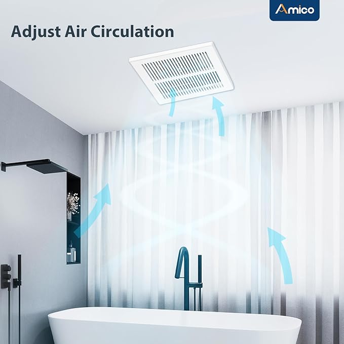 Amico Bathroom Exhaust Fan, 1.0 Sones, 80 CFM, Low Noise, Ceiling Mounted Retrofit Ventilation Fans, 4 Inch Duct, No Attic Access Needed- UL Certified