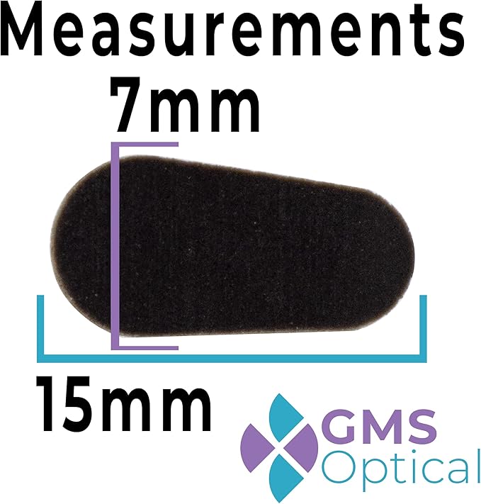 GMS Optical Soft Foam Self-Adhesive Nose Pads for Glasses, Sunglasses, and Eye-wear – 15mm (60 Pair, Black)