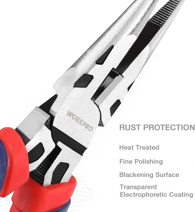 WORKPRO Pliers Set, 5-Piece Premium Cr-V Pliers Kit with Storage Pouch | 6 Inch Slip Joint, Long Nose, Diagonal Cutter, 8 Inch Groove Joint, 7 Inch Linesman, Ergonomic Grip, for Basic Repair