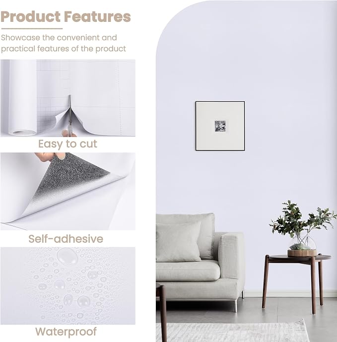 15.7 inch x118 inch White Contatc Paper Self-Adhesive | Removable Wallpaper Easy to Apply Peel and Stick Wallpaper Kitchen Countertop Cabinet Reform Decor Wall paper
